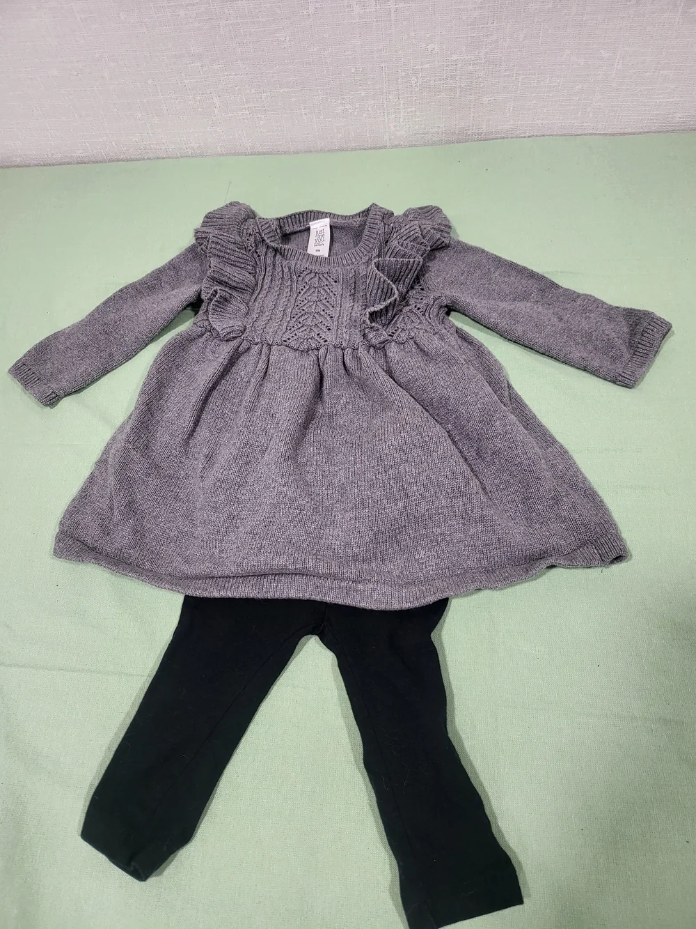 Carter's Gray Knit Ruffle Shoulder Dress Top- So Soft- NWOT